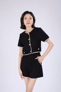 Ella Tweed Short Pants in Black