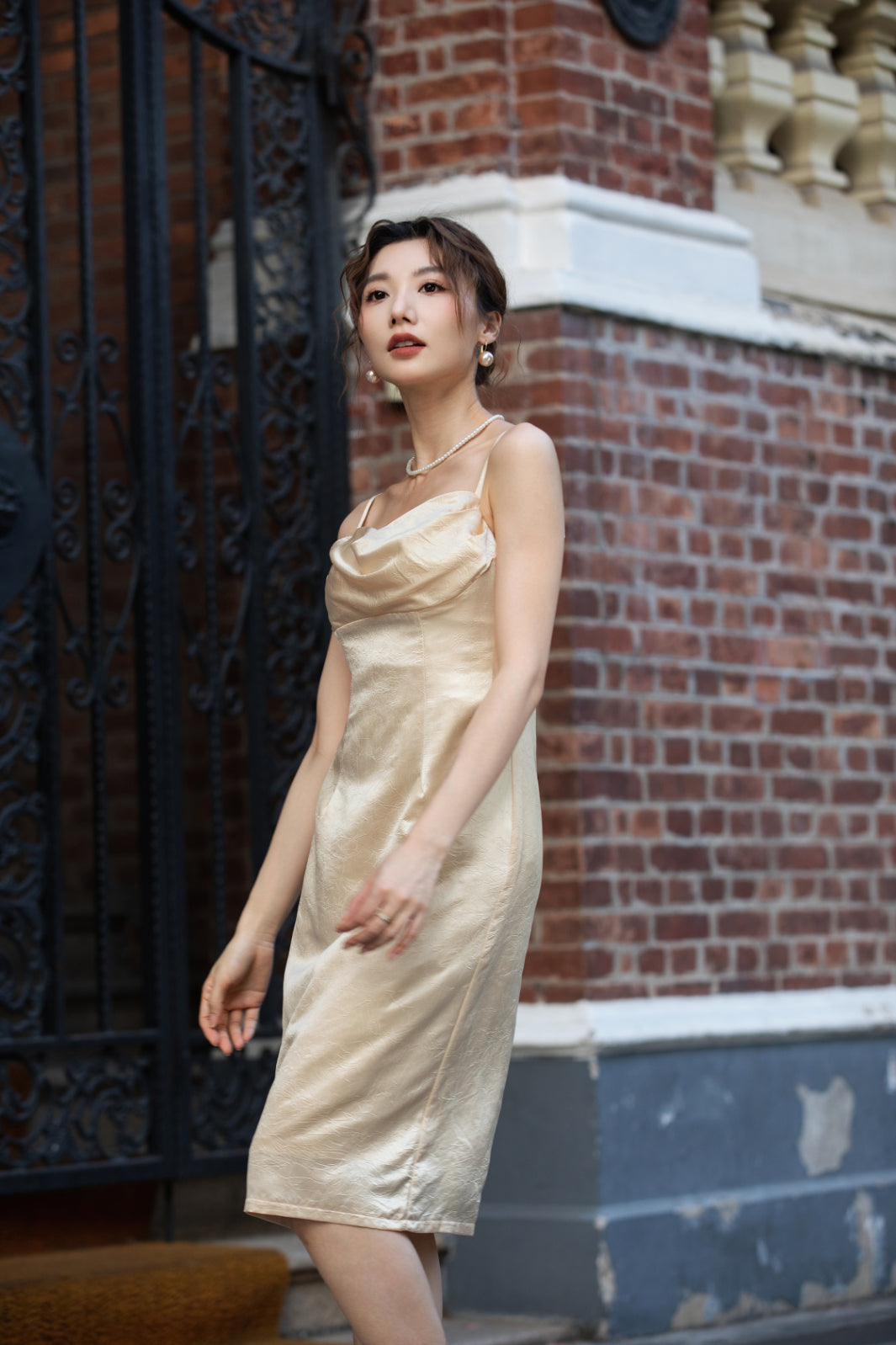 Xīn Yuè Padded French Midi Dress