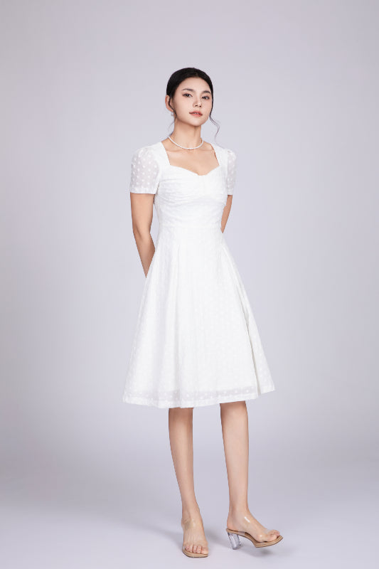 Freya Elegant Midi Dress in White