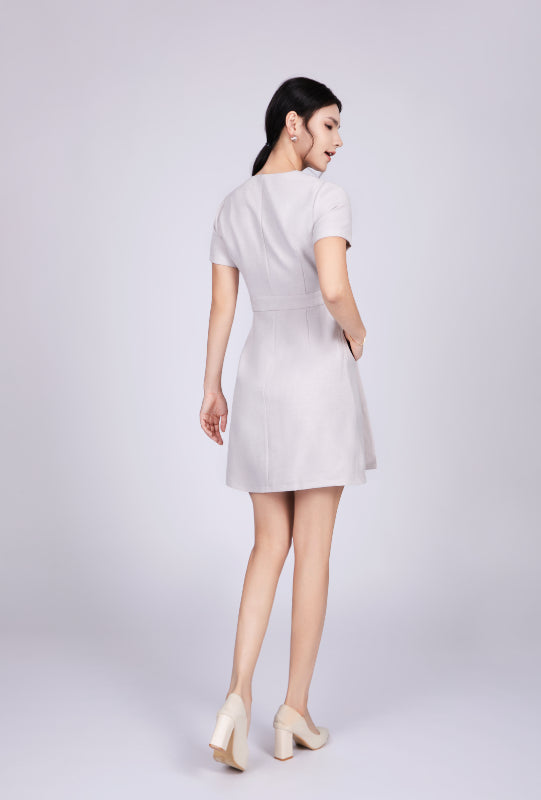 Freya Classic Wrap Dress in Light Gray