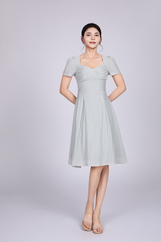 Freya Elegant Midi Dress in Light Blue