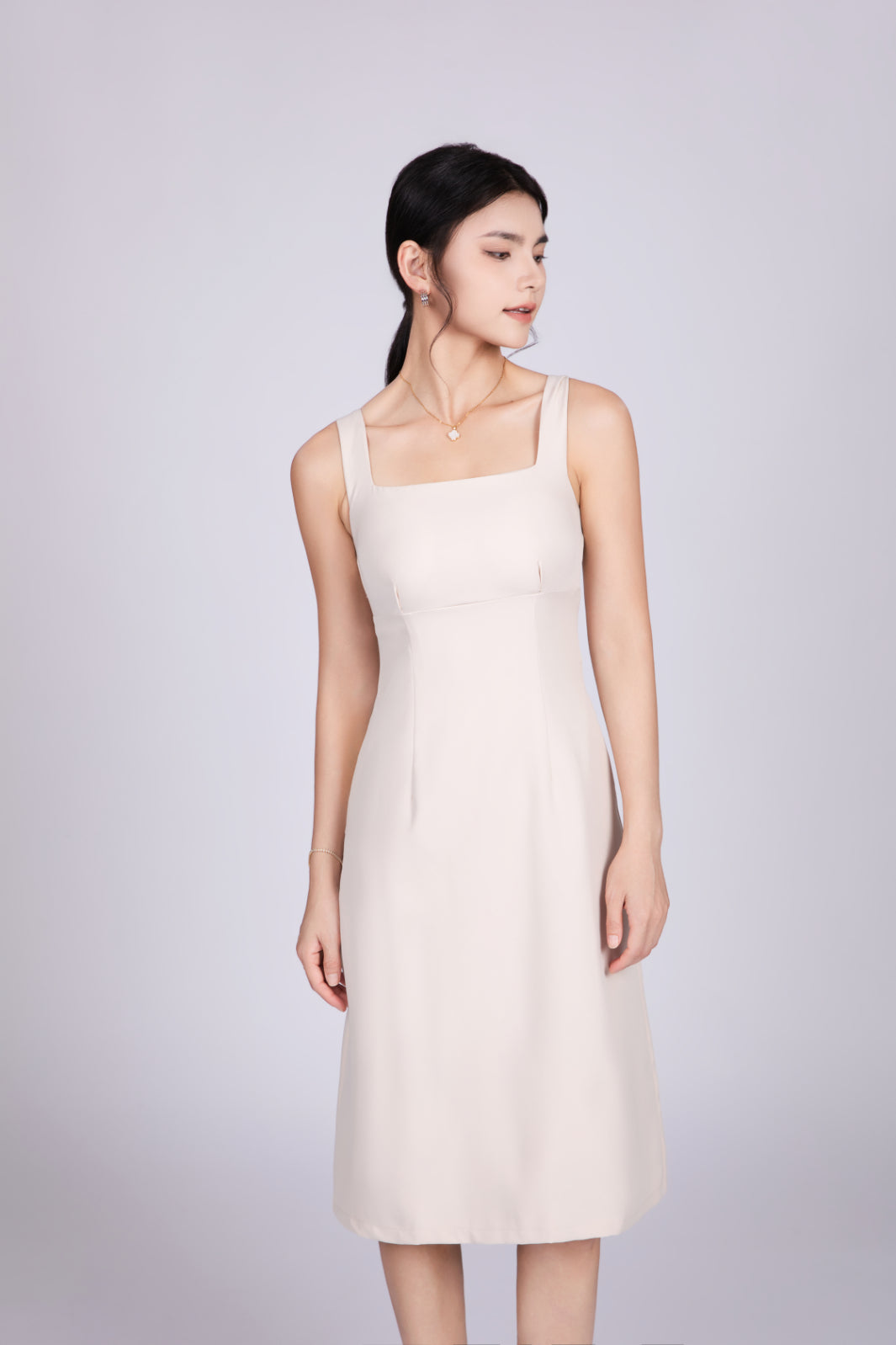 Freya Classic Midi Dress in Cream