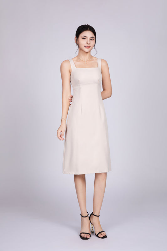 Freya Classic Midi Dress in Cream