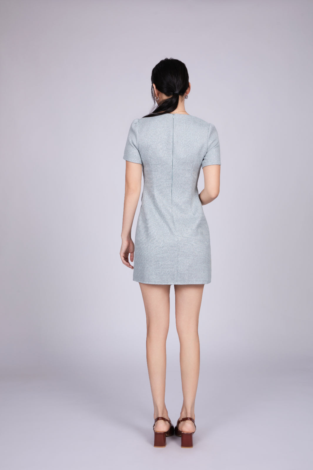 Freya Tweed Short Dress in Blue