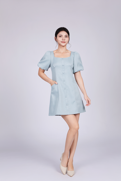 Freya Vintage Short Dress in Blue