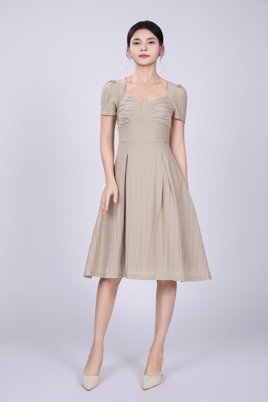 Freya Elegant Midi Dress in Sage Green