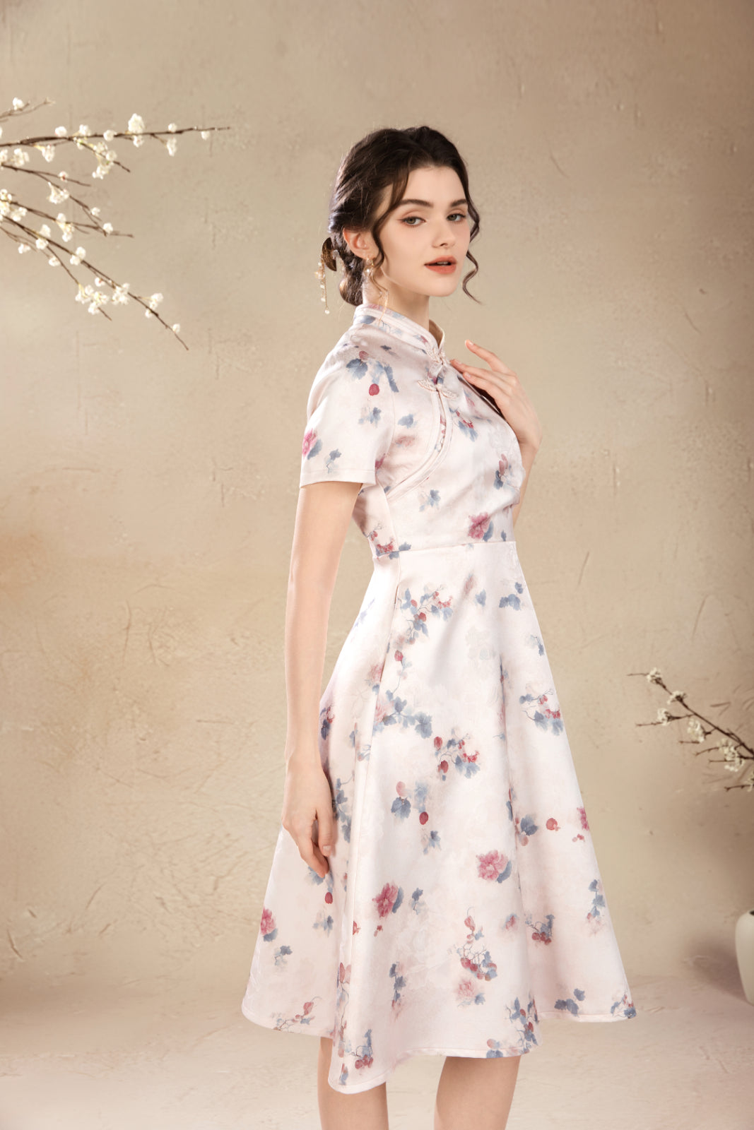 Rossie Oriental Floral Midi Dress