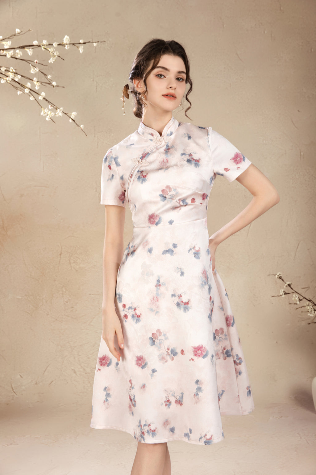 Rossie Oriental Floral Midi Dress