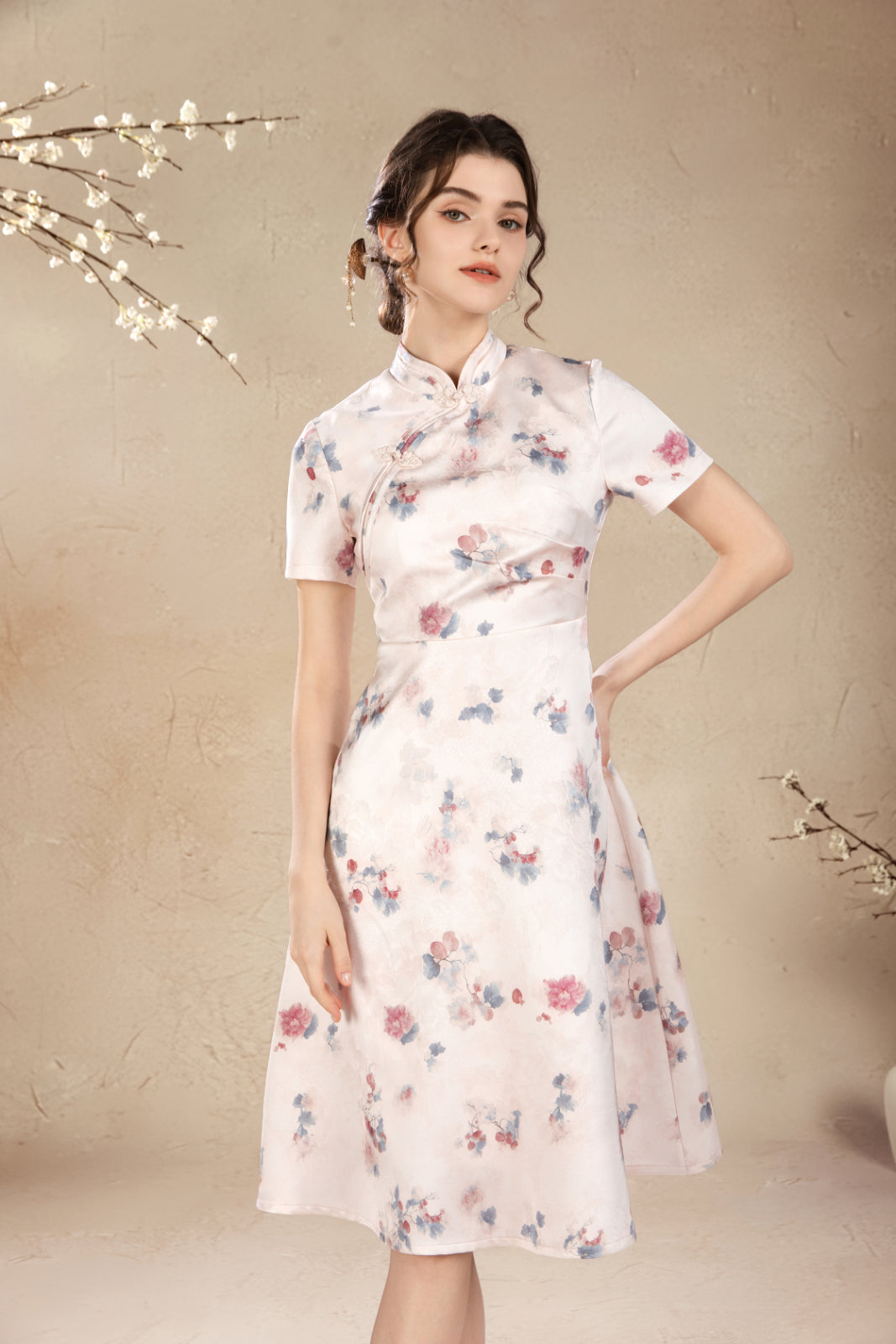 Rossie Oriental Floral Midi Dress