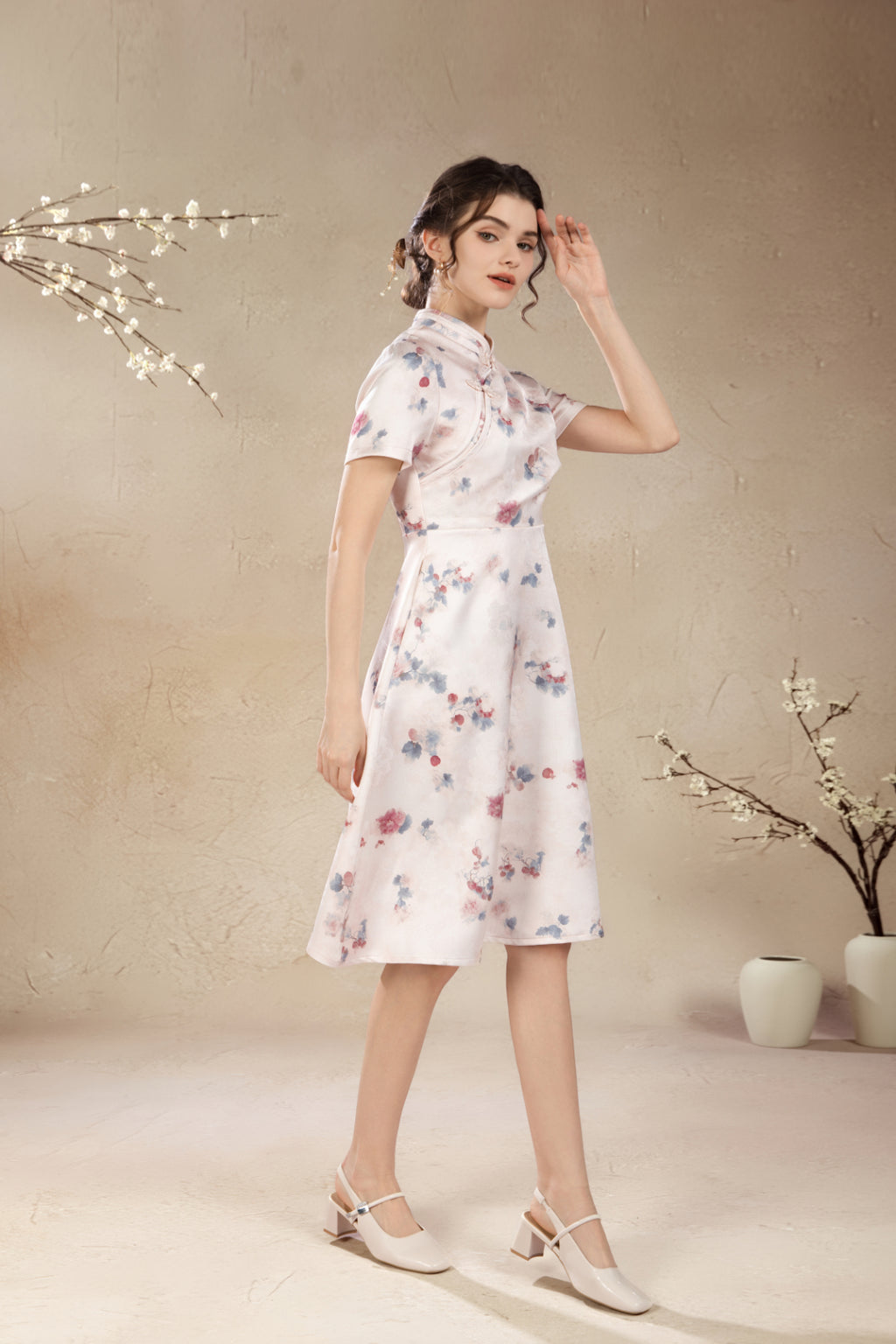 Rossie Oriental Floral Midi Dress