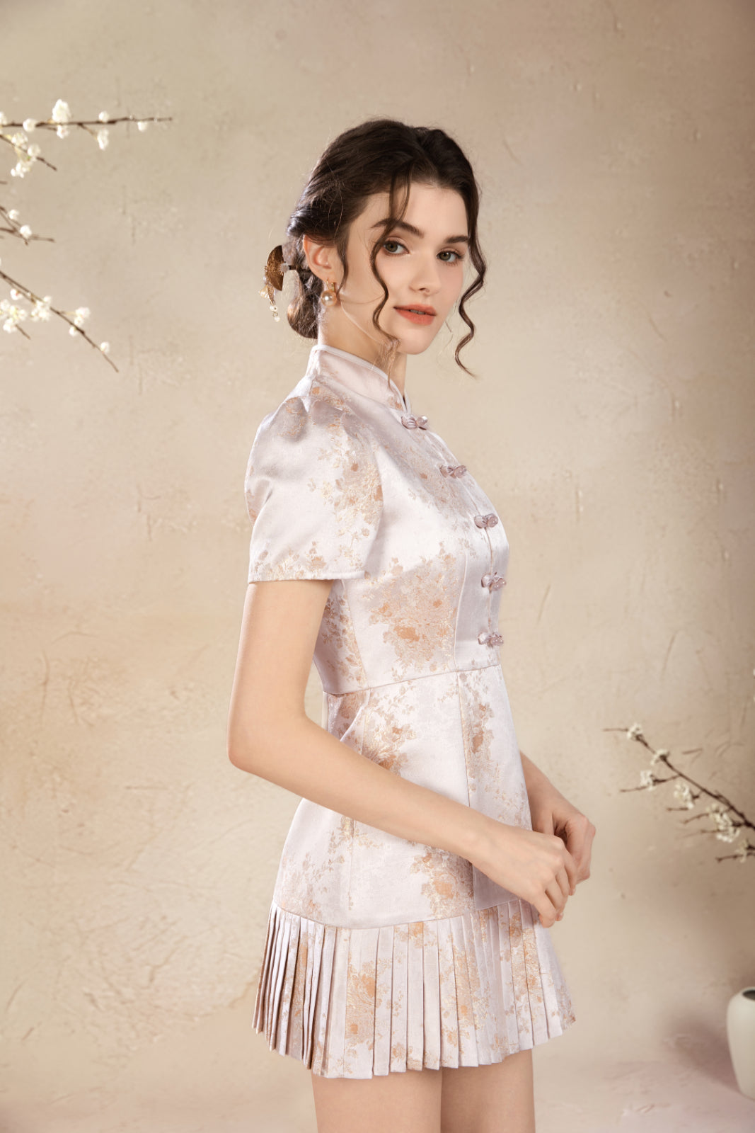 Rossie Pleated Hem Qi Pao