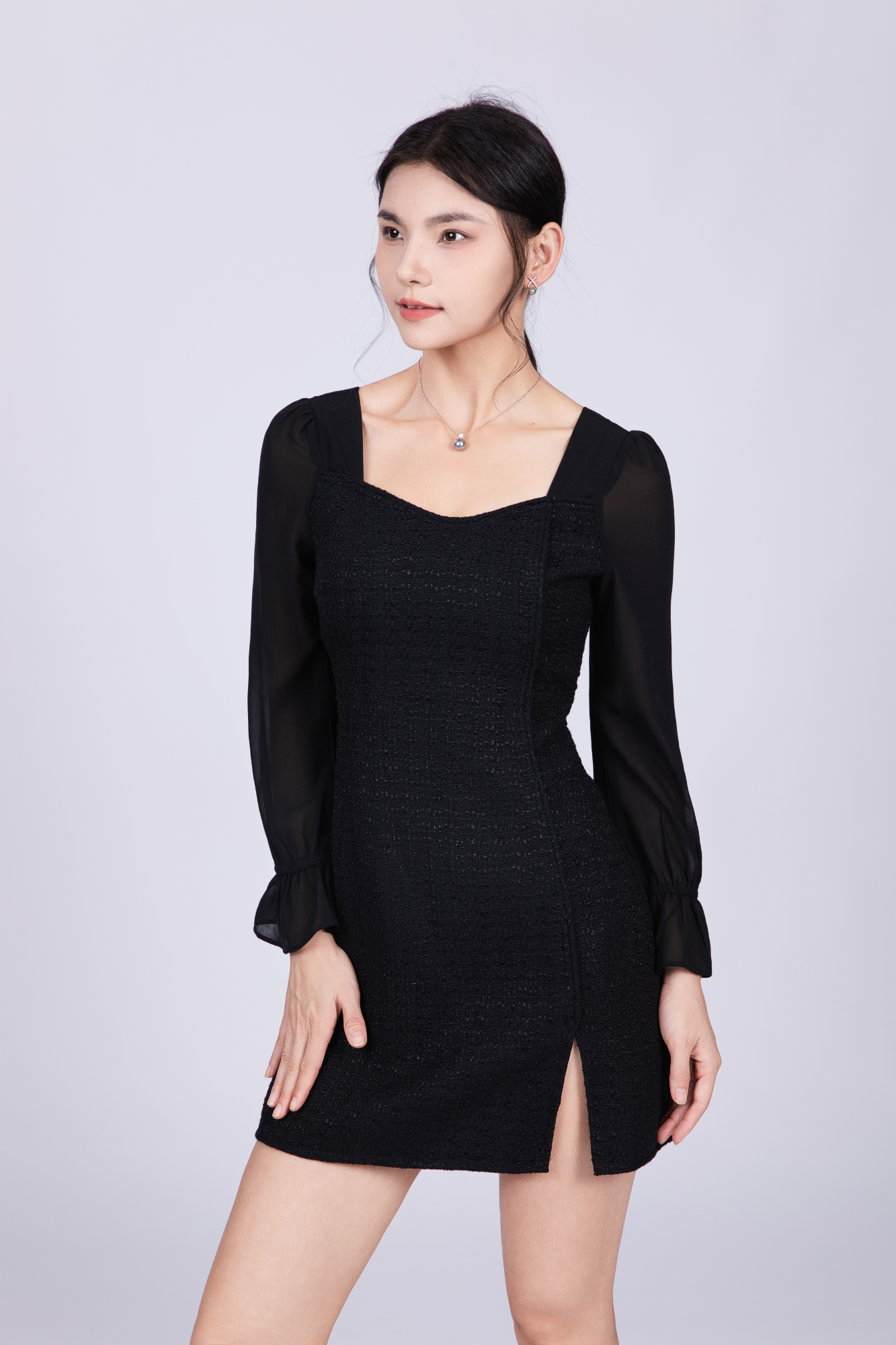 Freya Sweetheart Short Dress in Black