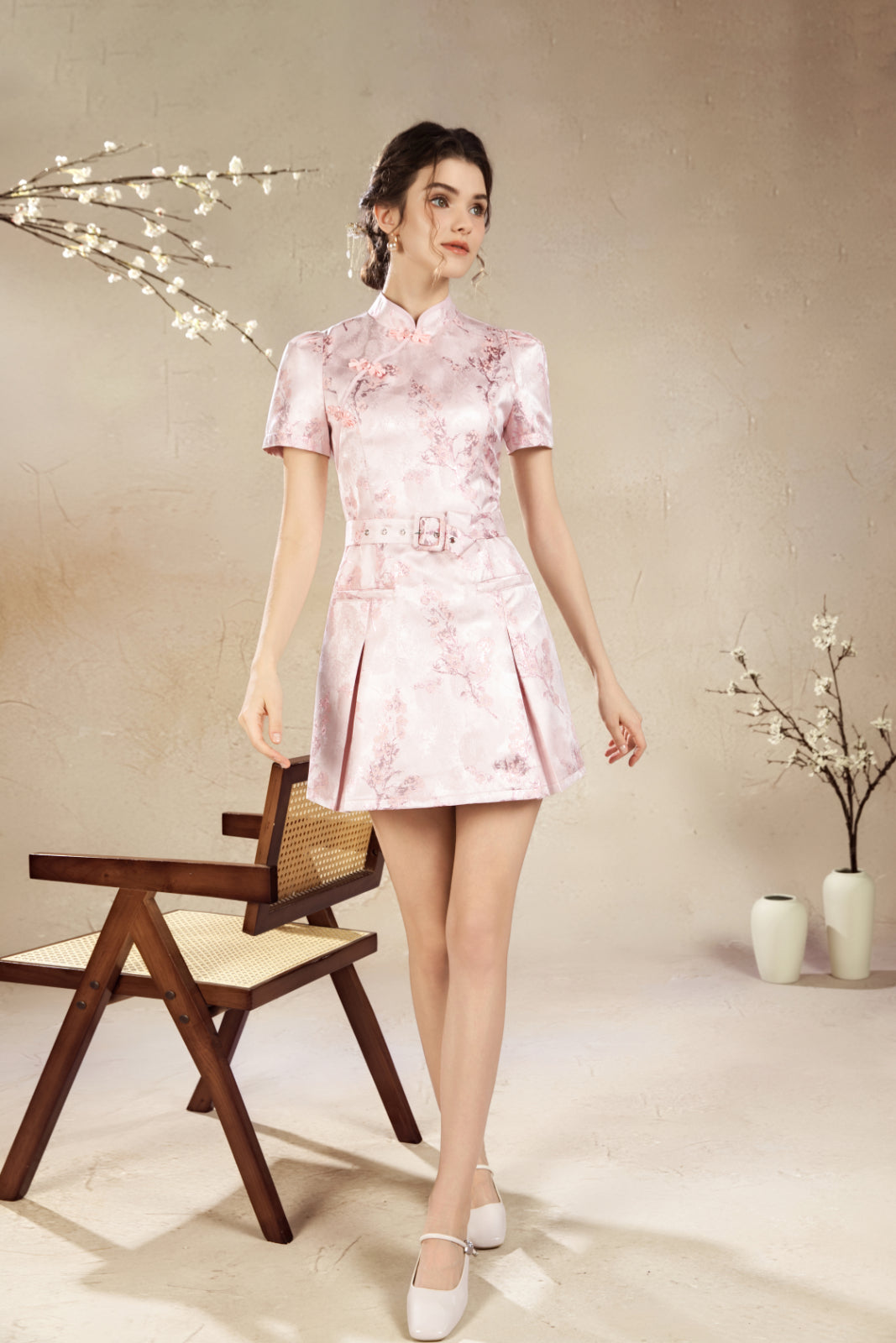 Rossie Mandarin Belted Qi Pao