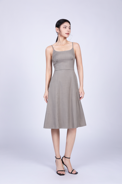 Freya French Midi Dress in Sage Green