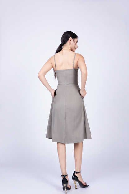 Freya French Midi Dress in Sage Green