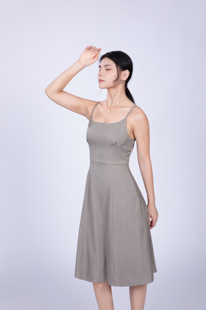 Freya French Midi Dress in Sage Green