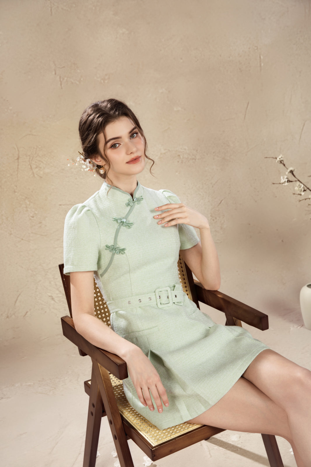 Rossie Mandarin Tweed Short Dress