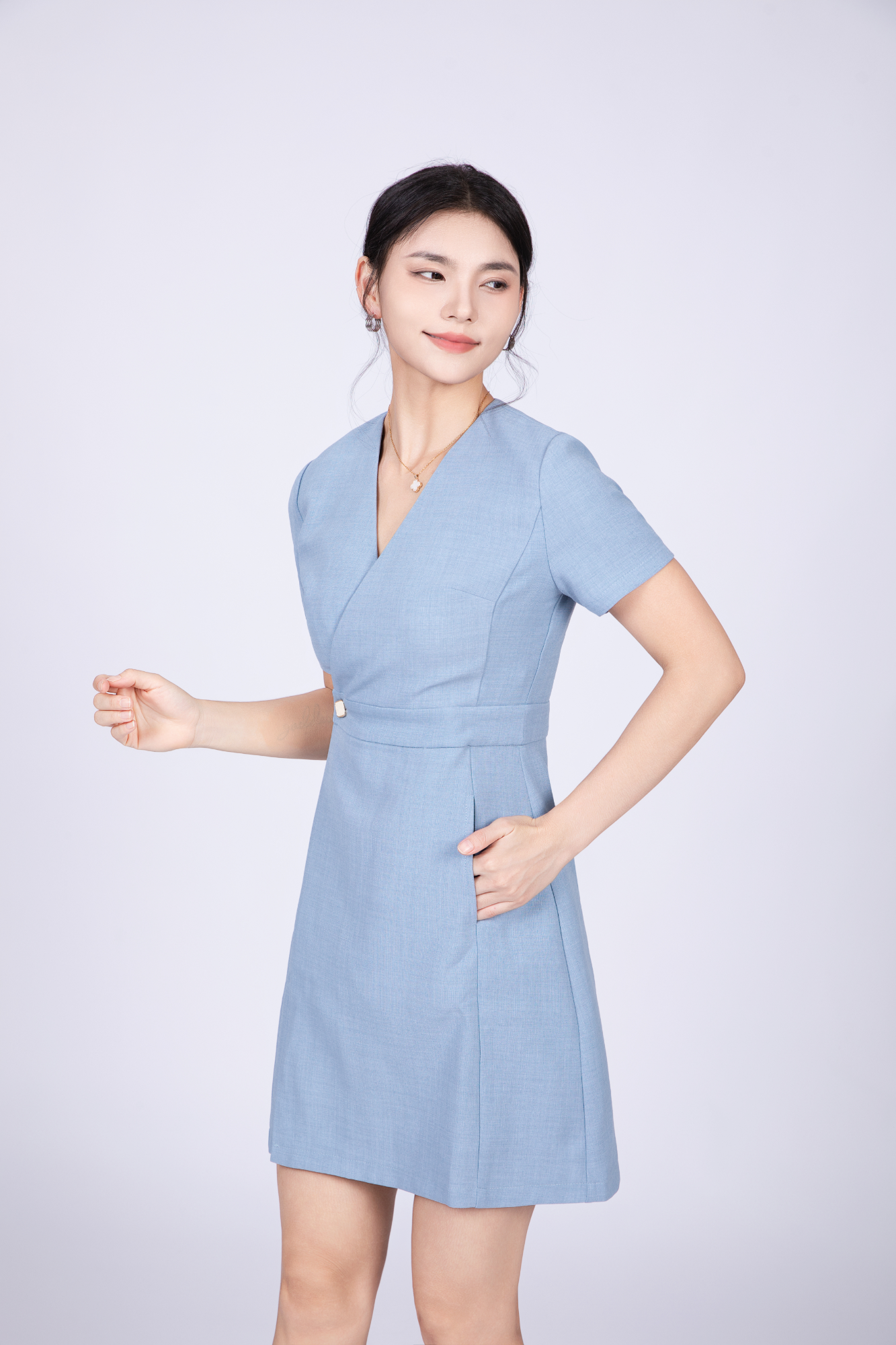 Freya Classic Wrap Dress in Blue