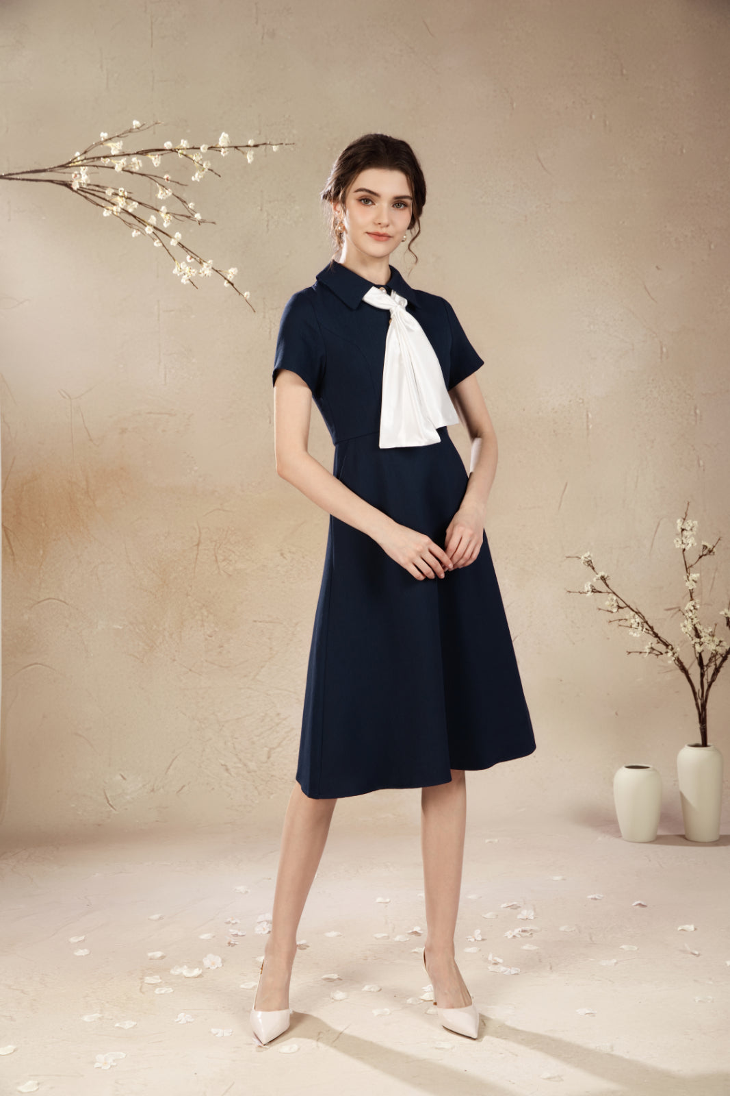 Rossie Parisian Tie Midi Dress