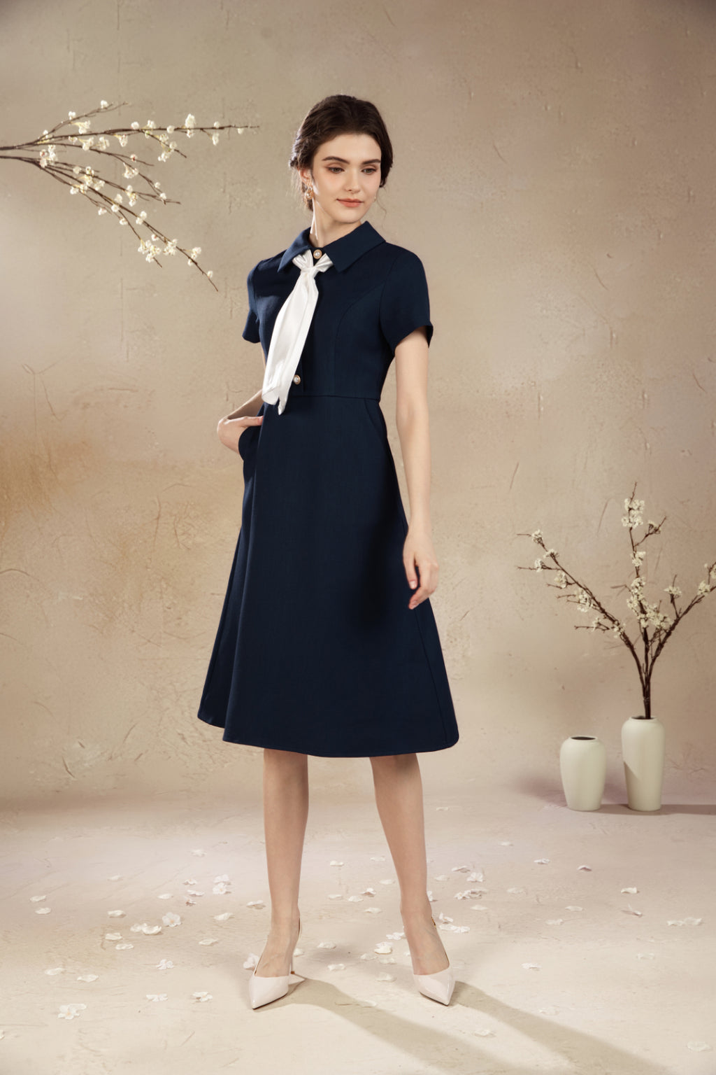 Rossie Parisian Tie Midi Dress