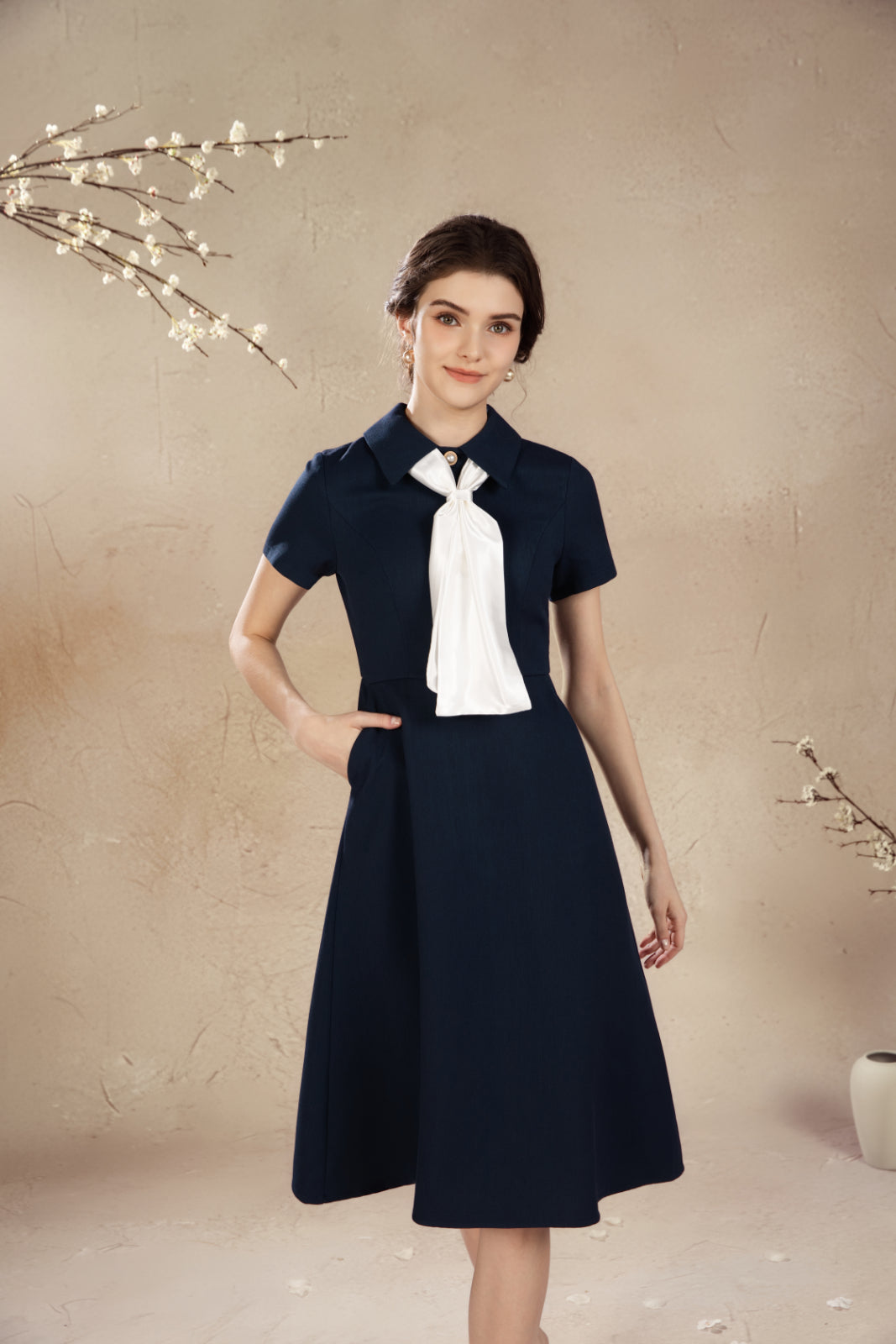 Rossie Parisian Tie Midi Dress