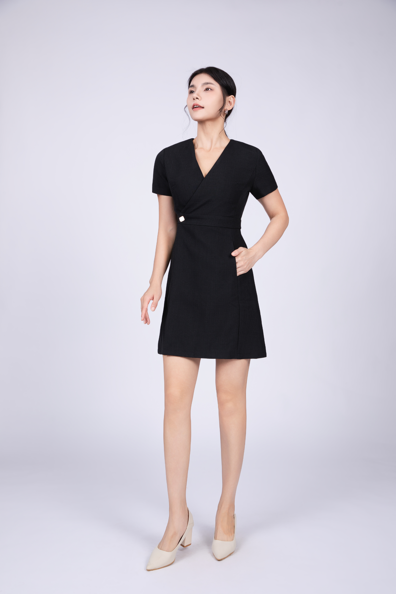 Freya Classic Wrap Dress in Black