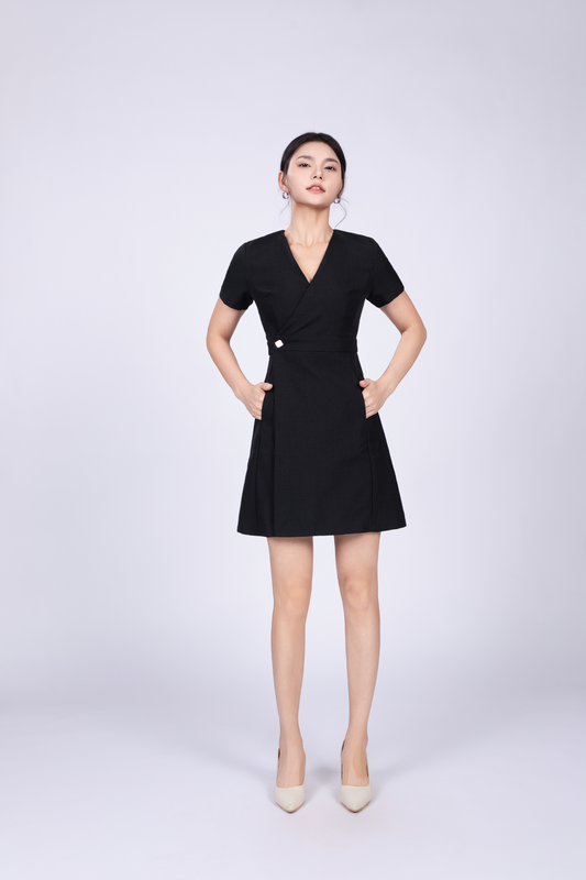 Freya Classic Wrap Dress in Black