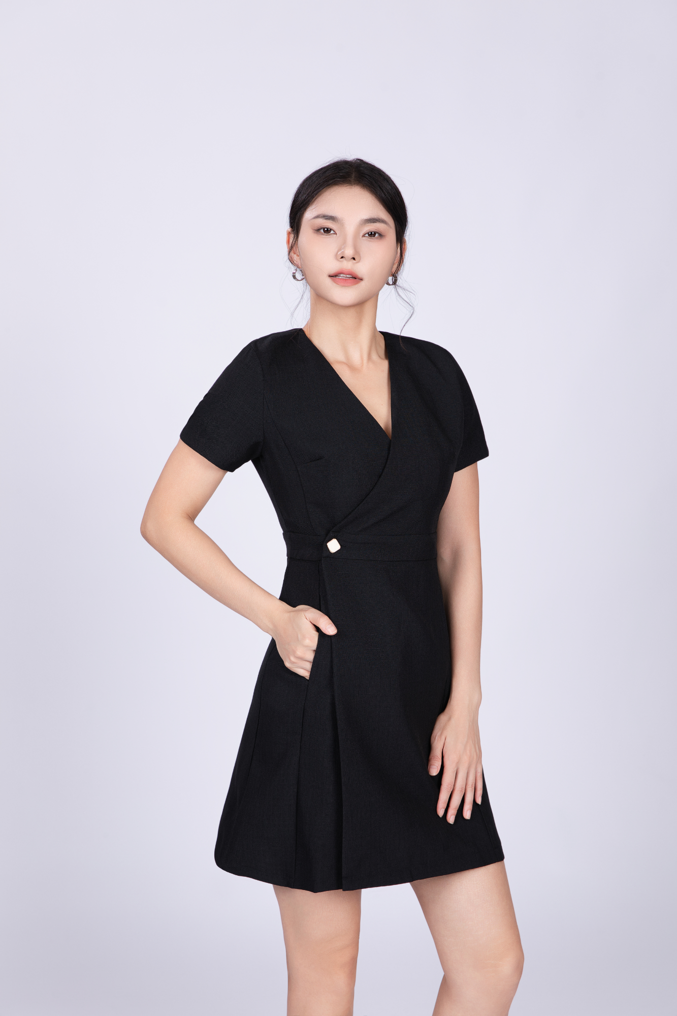 Freya Classic Wrap Dress in Black