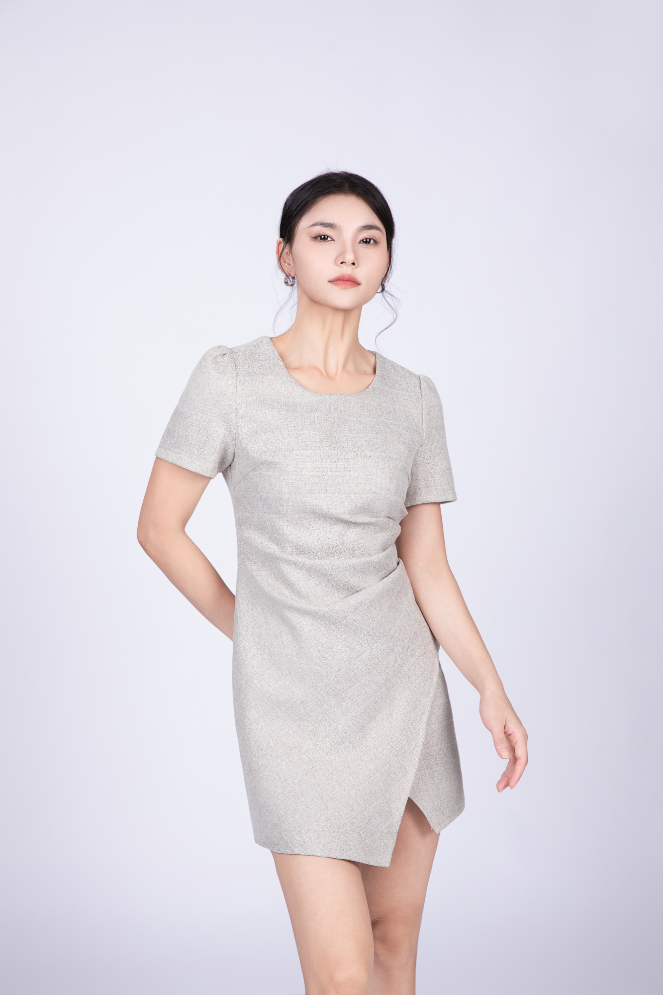 Freya Tweed Short Dress in Grey