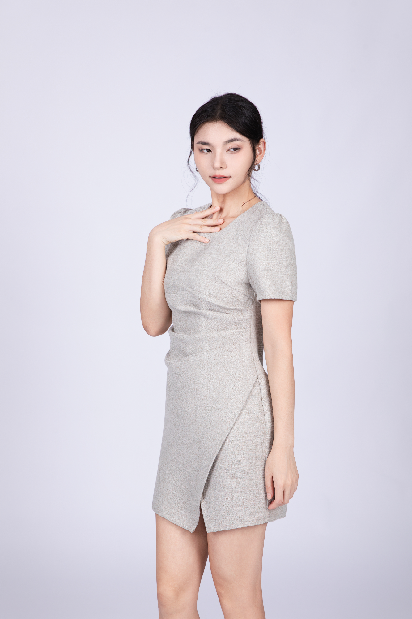 Freya Tweed Short Dress in Grey