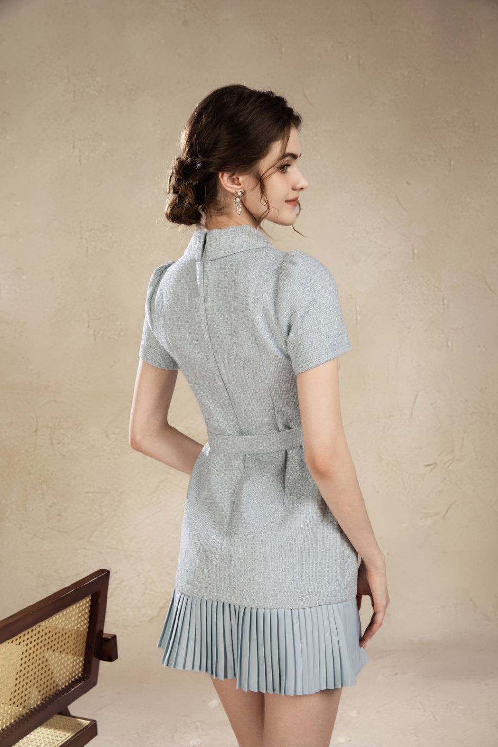 Rossie French Pleated Short Dress