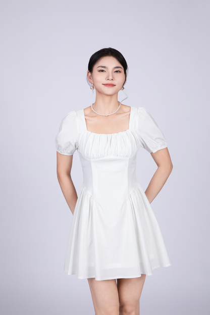 Freya French Short Dress in White