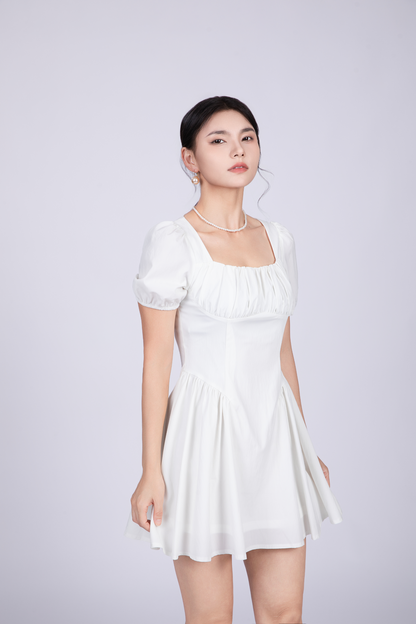 Freya French Short Dress in White