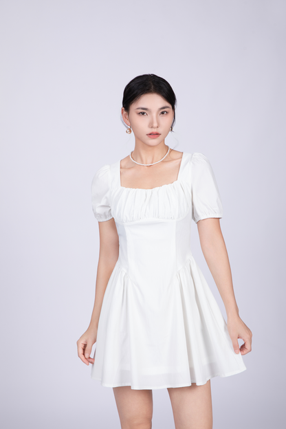 Freya French Short Dress in White