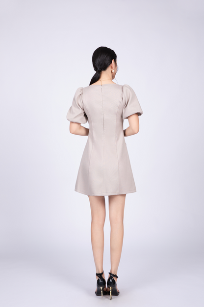 Freya Vintage Short Dress in Khaki