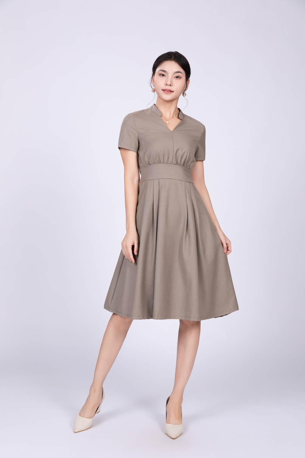 Freya British Midi Dress in Sage Green