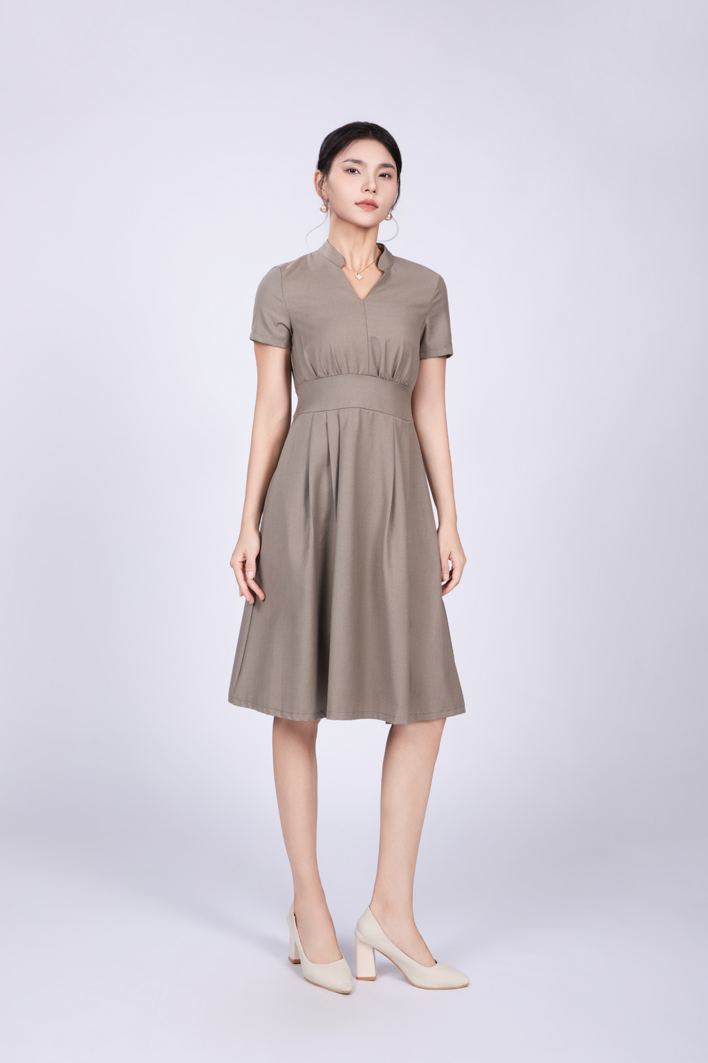 Freya British Midi Dress in Sage Green