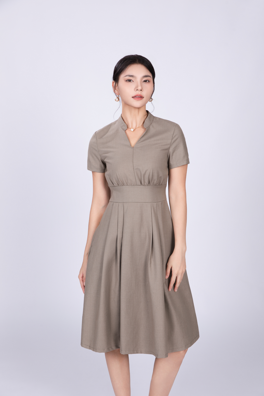 Freya British Midi Dress in Sage Green