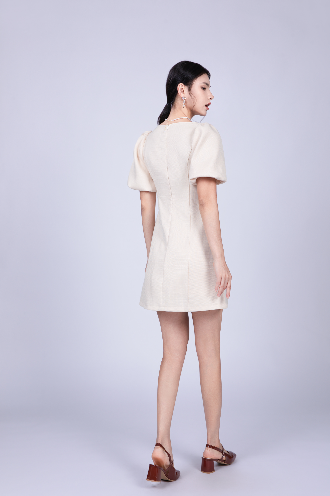 Freya Vintage Short Dress in Cream