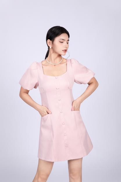 Freya Vintage Short Dress in Pink