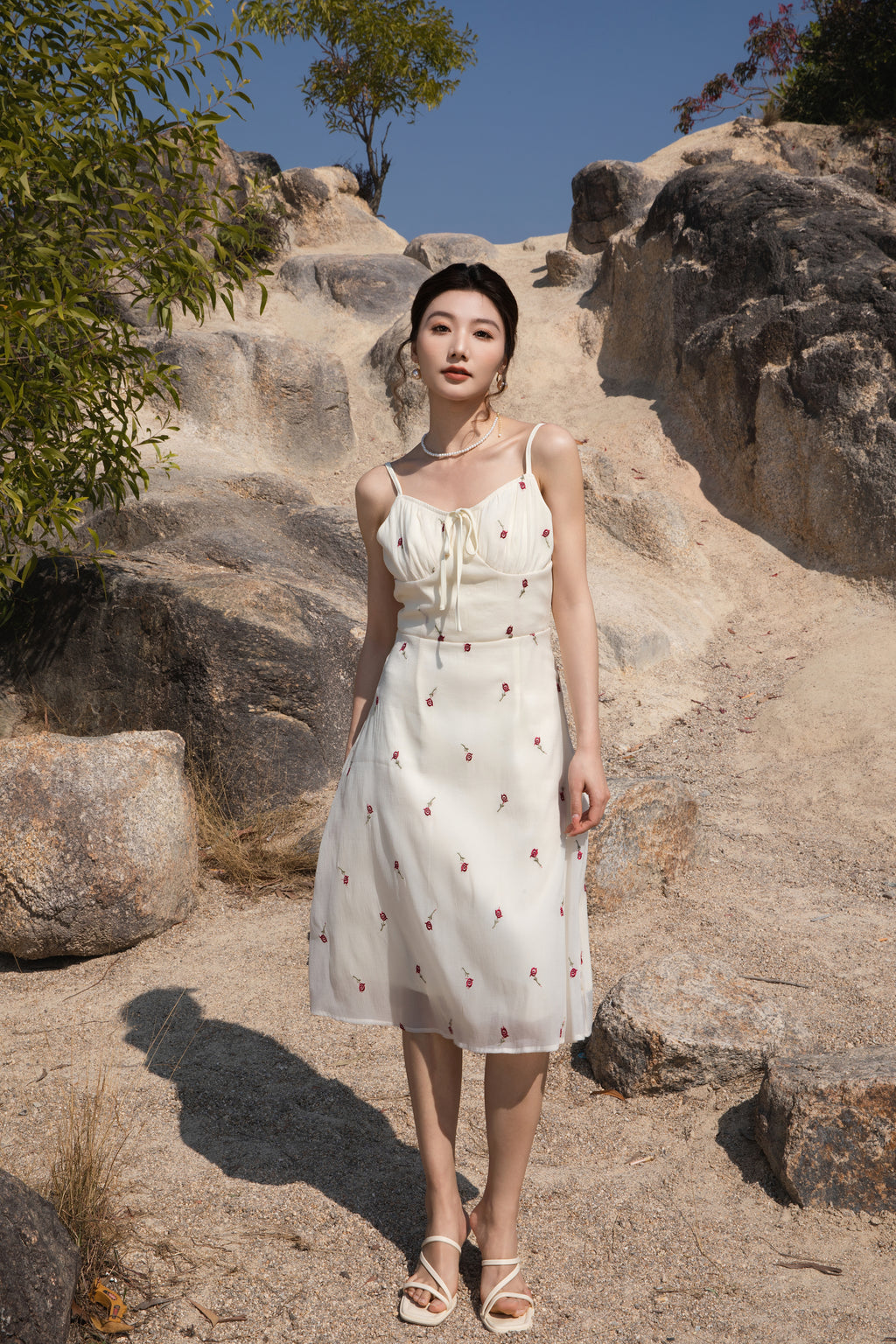 Xīn Yuè Embroidery Midi Dress