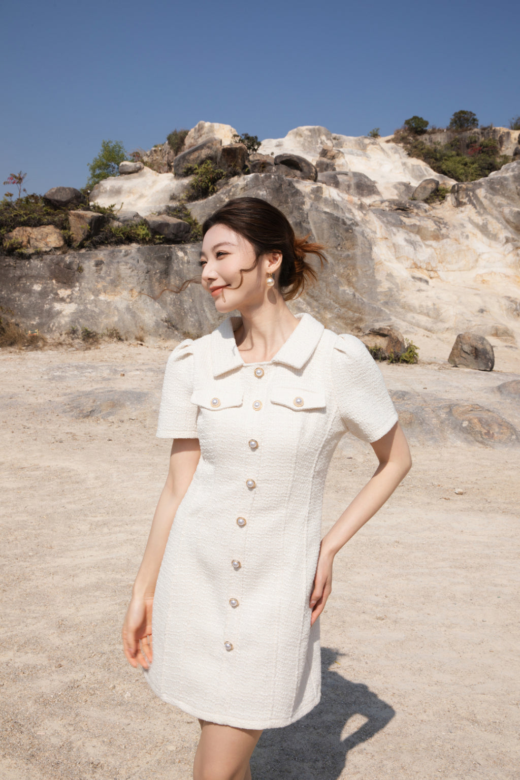 Xīn Yuè Classy Tweed Short Dress