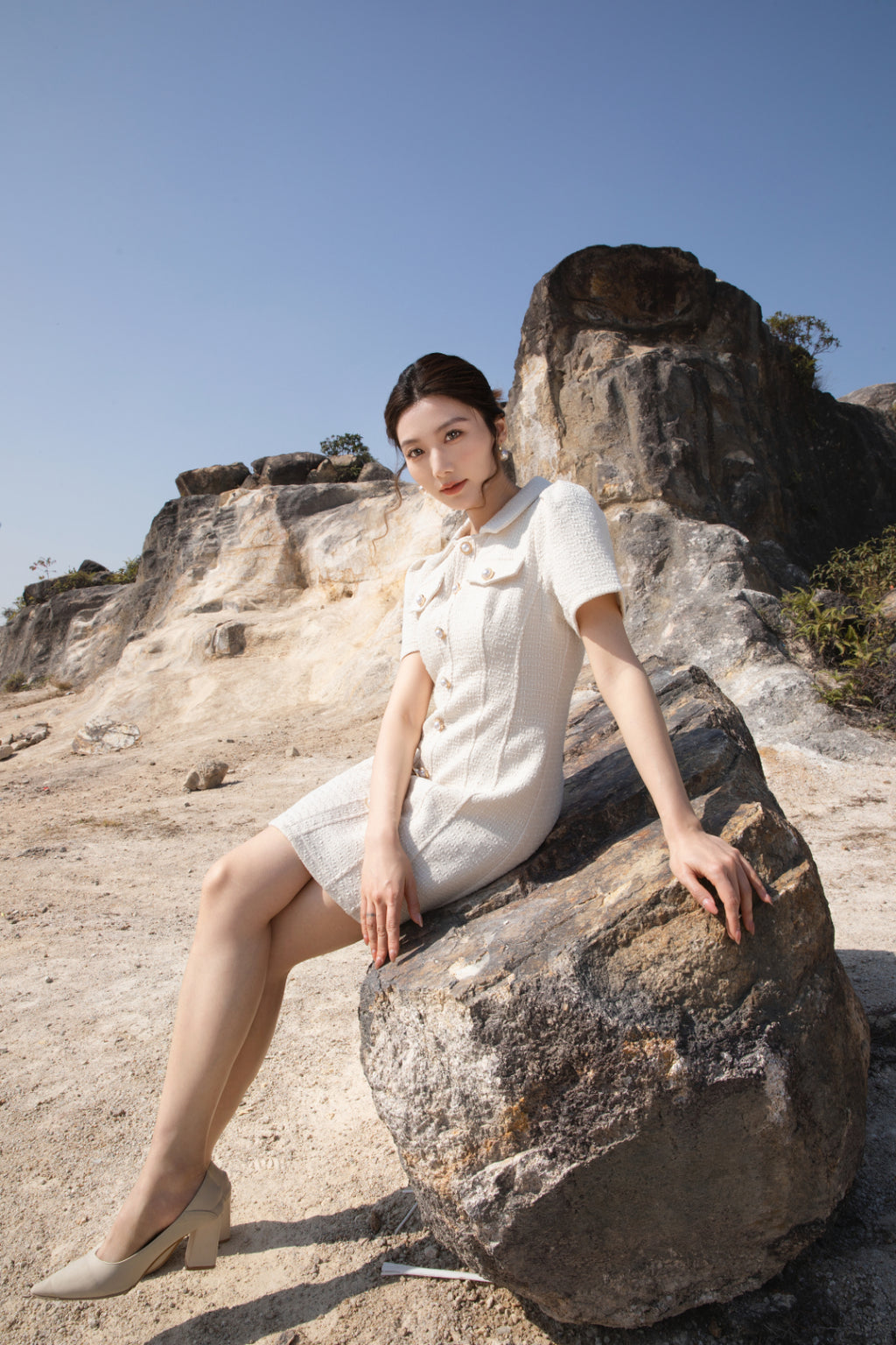 Xīn Yuè Classy Tweed Short Dress
