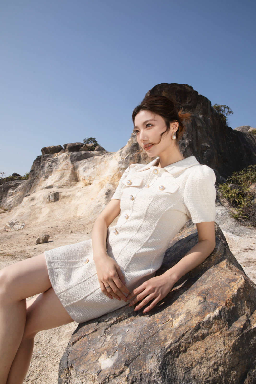 Xīn Yuè Classy Tweed Short Dress