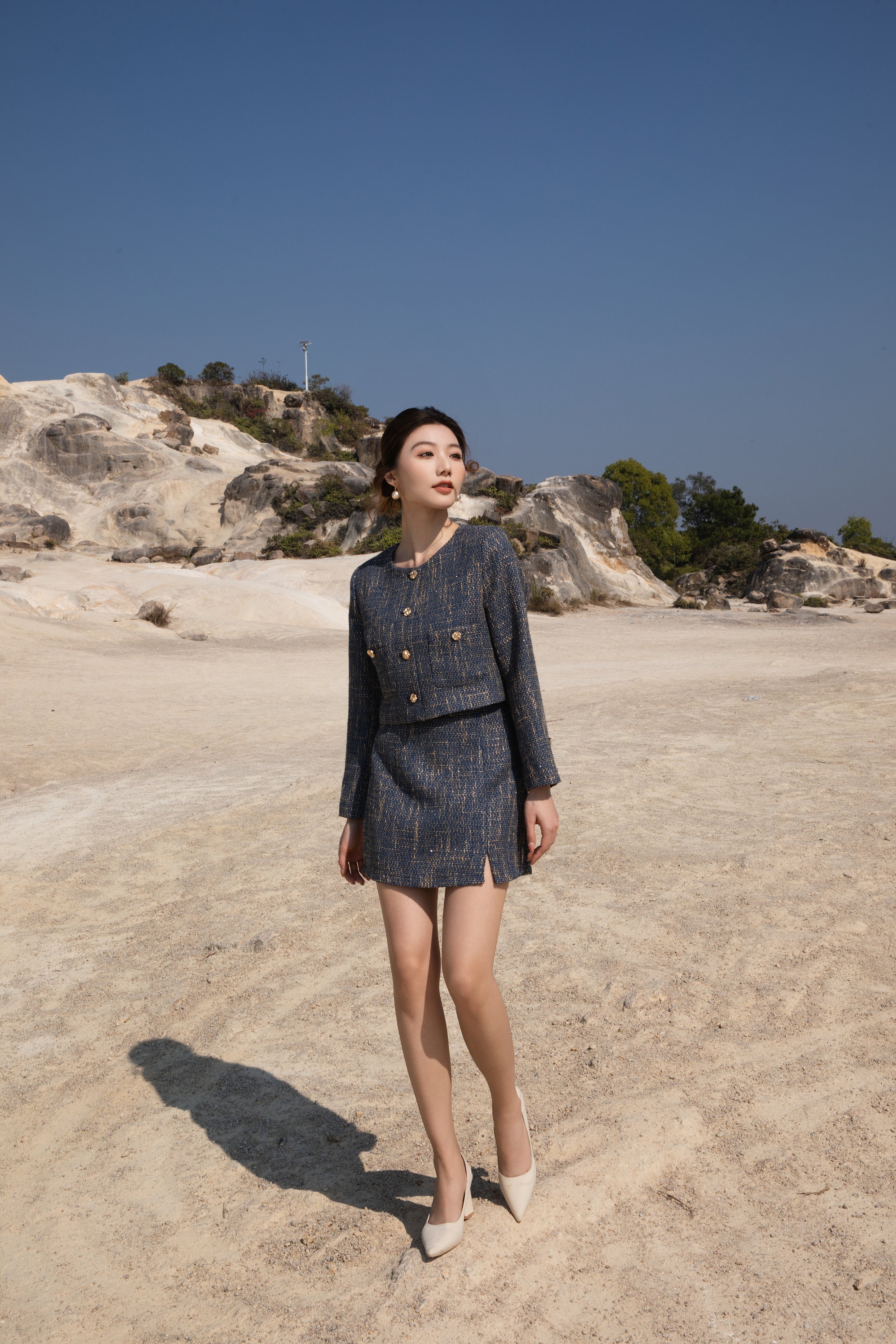 Elise Royal Tweed Set Wear