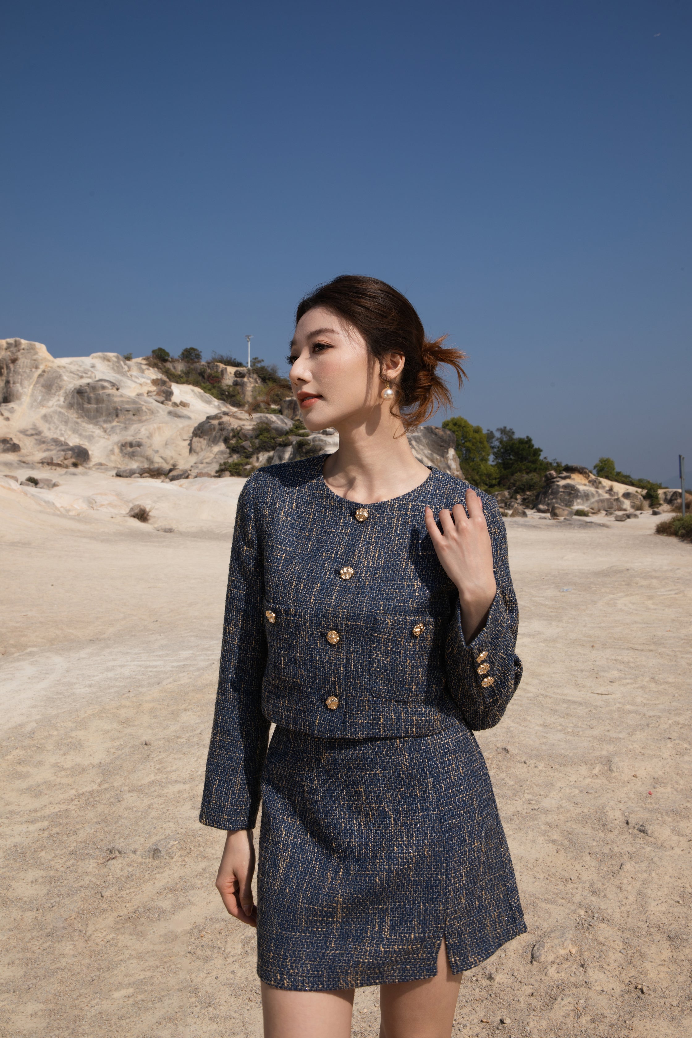 Elise Royal Tweed Set Wear