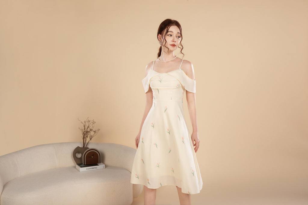 Nora Blossom Off Shoulder Midi Dress