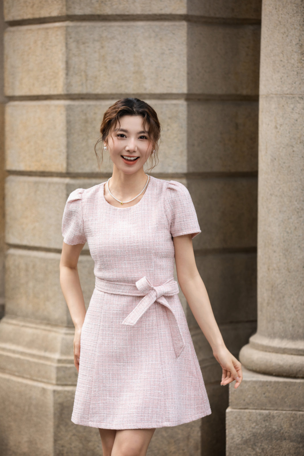 Xīn Yuè Sweetheart Tweed Short Dress