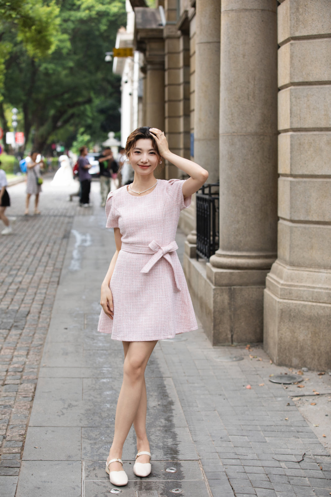 Xīn Yuè Sweetheart Tweed Short Dress