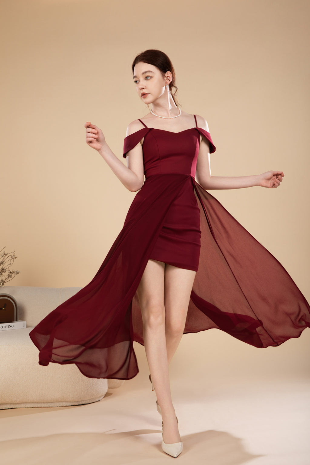 Nora Graceful Off Shoulder Maxi Dress
